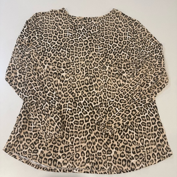 Chicos Leopard Print Long Sleeve Top size 12 (Size 2) - Picture 2 of 6